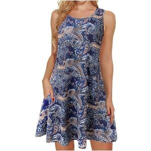 Flowy Loose Ruffle Knee Length Dress Midi Dress Sz XXL